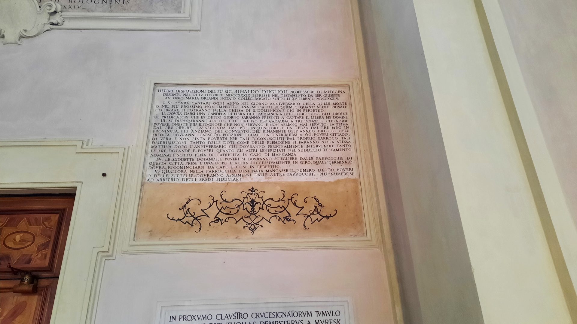 Rinaldo Duglioli's memorial tablet, Basilica di San Domenico, Bologna - 01.jpg
